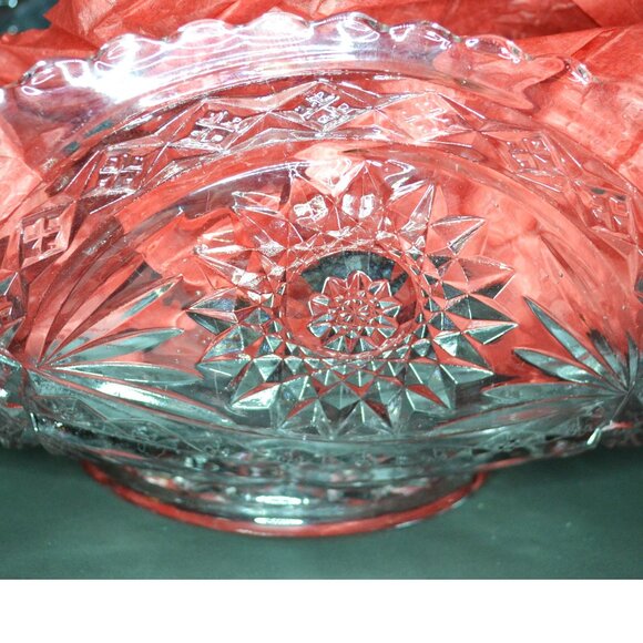 Vintage Clear Cut Glass Celery Dish Relish Bananas Serving Table Decor - Picture 3 of 7